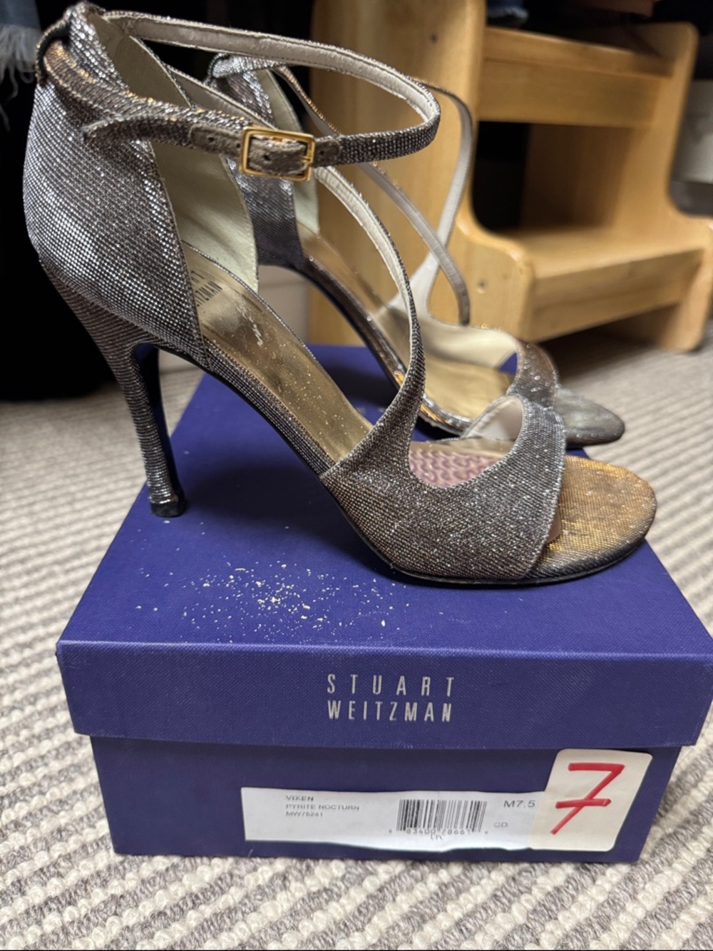 Stuart Weitzman Shimmery Gold Strappy Stiletto Sandals